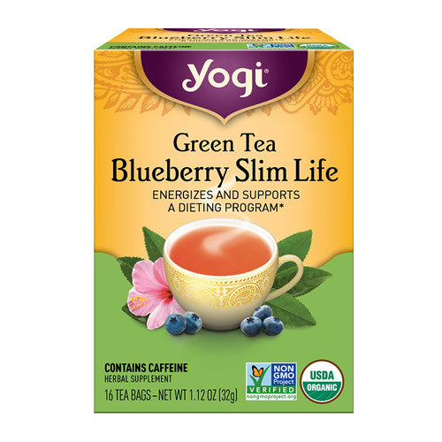 Yogi Green Tea Blueberry Slim Life Herbal Supplement Tea Bags - 16 Ea